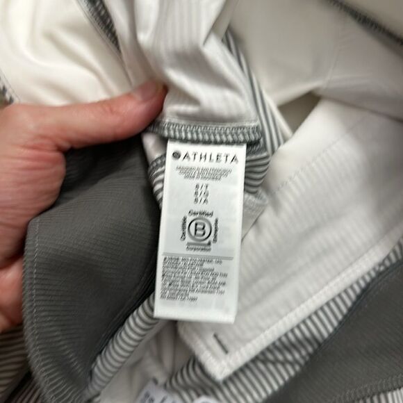 Athleta Brooklyn textured stripe pants 8 T tall white gray - Picture 7 of 7